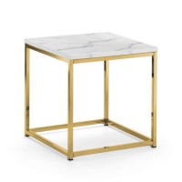 Square Gold Marble Effect  Side Table  - Scala
