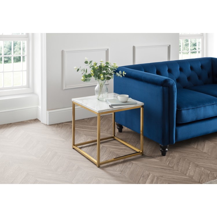 Square Gold Marble Effect  Side Table  - Scala