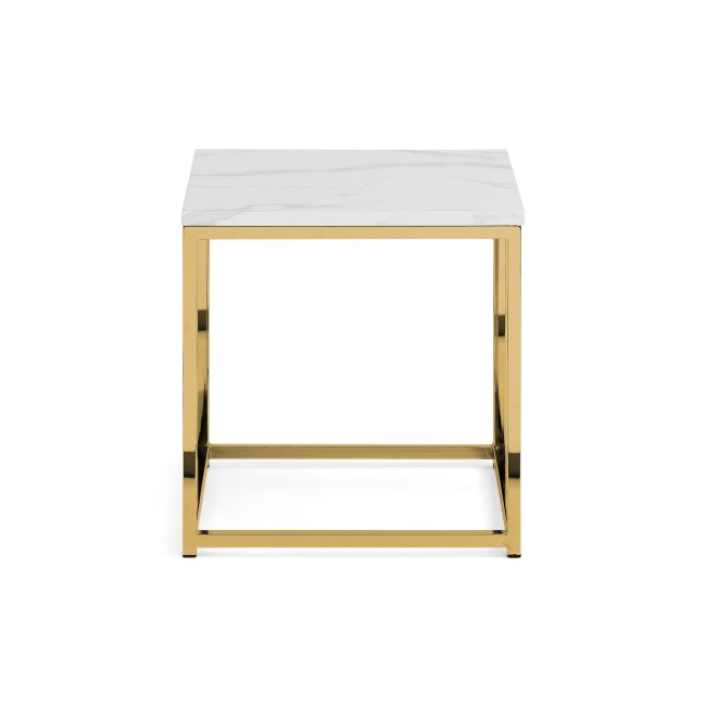 Square Gold Marble Effect  Side Table  - Scala