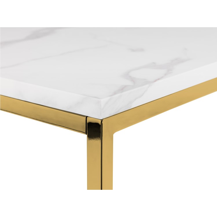 Square Gold Marble Effect  Side Table  - Scala