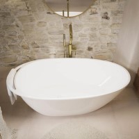 Freestanding Matt White 1650 x 800mm Bath with Rail - Scala