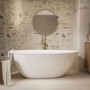 Freestanding Matt White 1650 x 800mm Bath with Rail - Scala