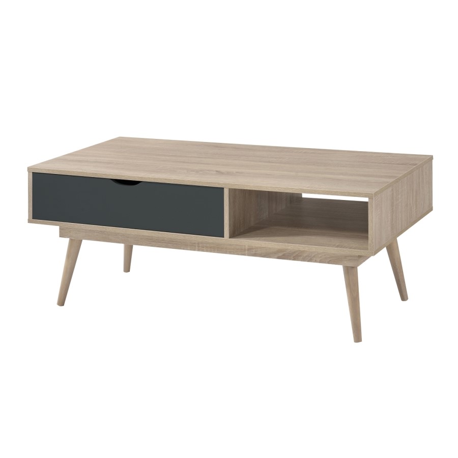 LPD Scandi Oak Coffee Table with Grey Drawer