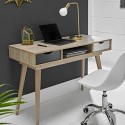 SCANDIDESKGREY Oak Effect Desk with Drawers