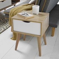 LPD Scandi Oak and White Side Table 