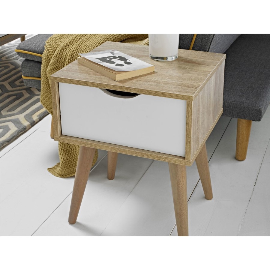 LPD Scandi Oak and White Side Table 
