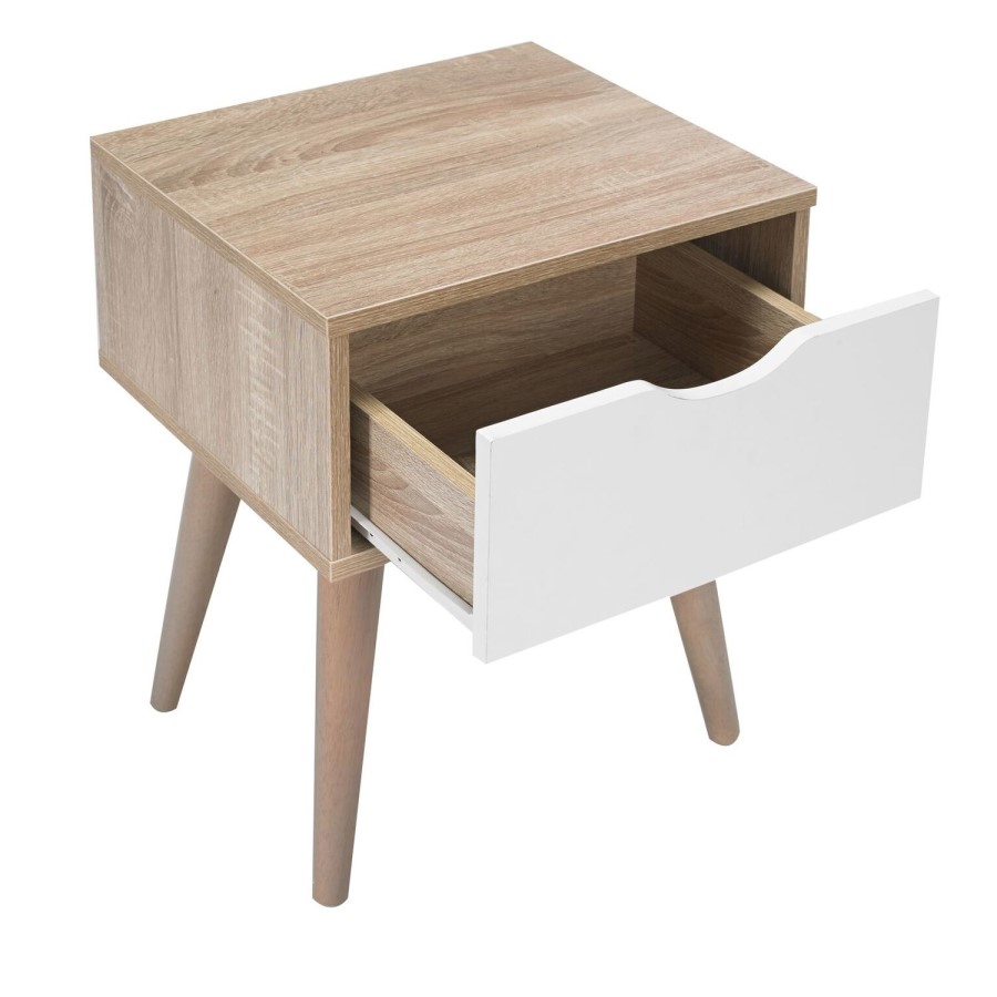 LPD Scandi Oak and White Side Table 