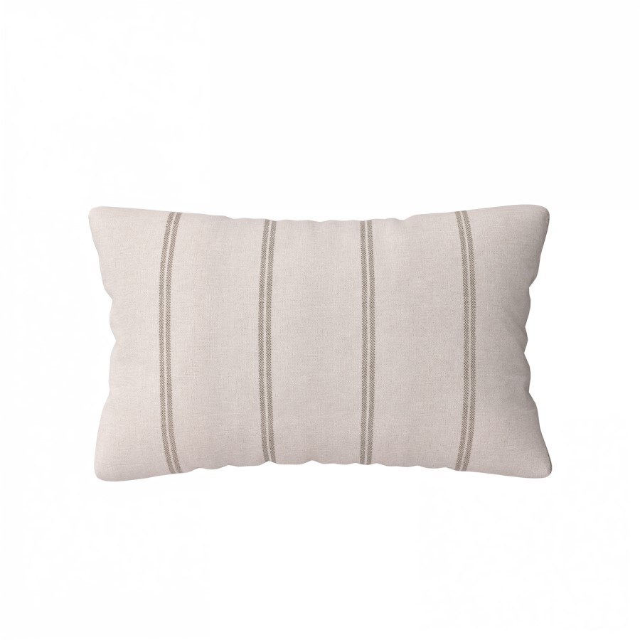 Grey Stripe Chenille Fibre Filled Sofa Scatter Cushion - 50 x 30cm - Payton