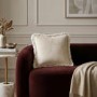 Beige Velvet Fibre Filled Fringed Sofa Scatter Cushion - 45 x 45cm - Jora