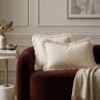 Beige Velvet Fibre Filled Fringed Sofa Scatter Cushion - 45 x 45cm - Jora