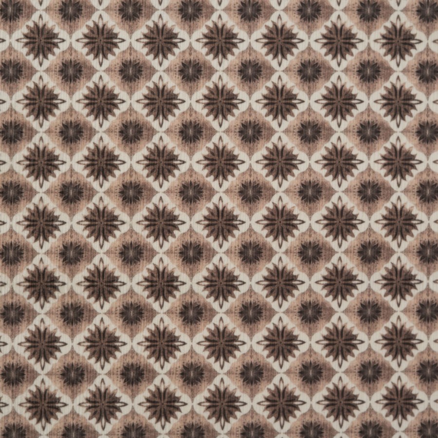 Brown Patterned Velvet Sofa Scatter Cushion with Rope Trim - 45 x 45cm - Eos