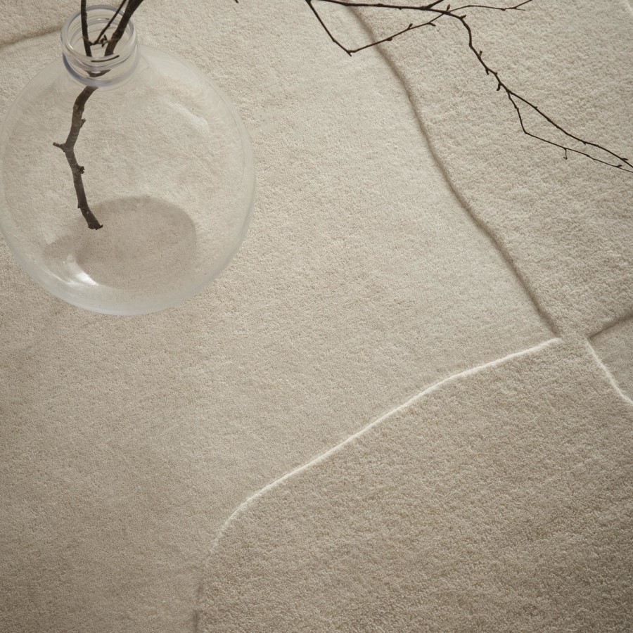 Hand Carved Abstract Beige Rug - 230 x 160 cm - Boulder - Origins