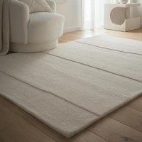 Hand Carved Striped Beige Rug - 170 x 120 cm - Rock - Origins