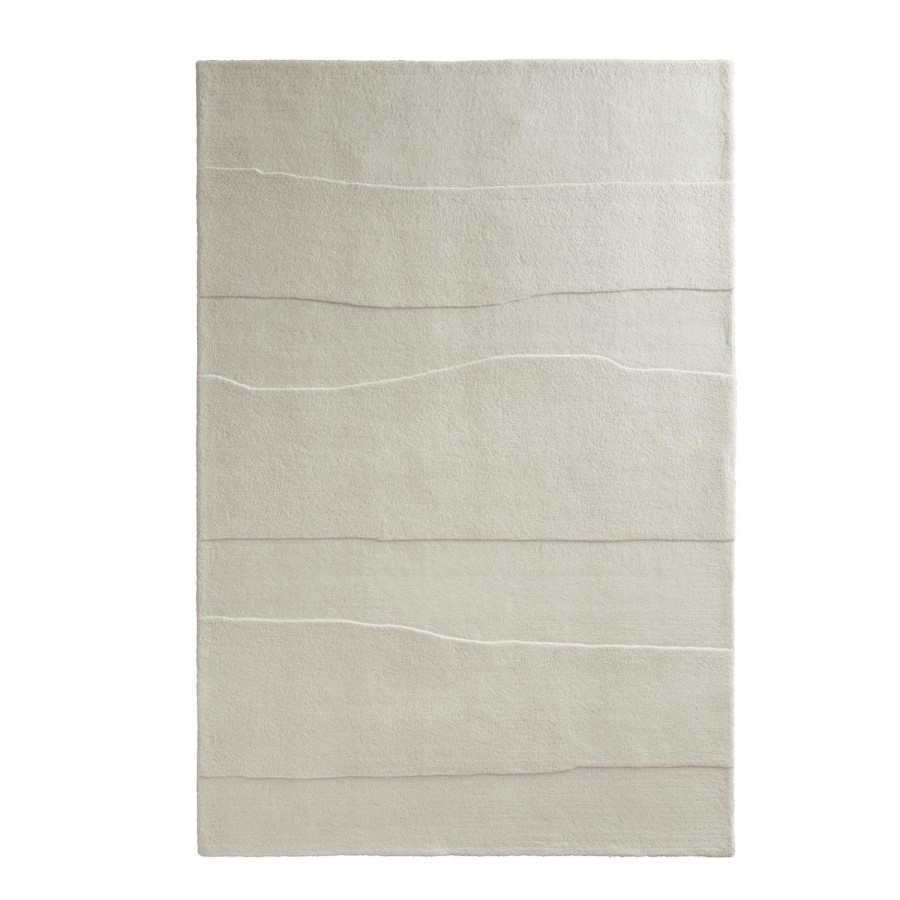Hand Carved Striped Beige Rug - 170 x 120 cm - Rock - Origins