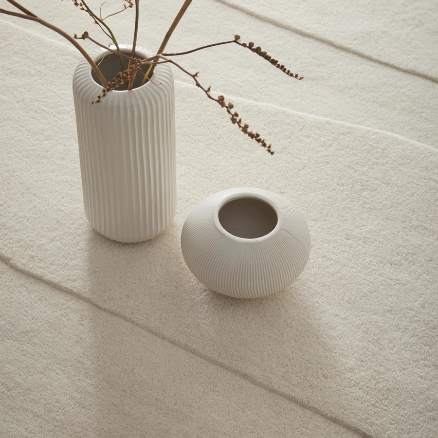 Hand Carved Striped Beige Rug - 170 x 120 cm - Rock - Origins
