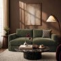 Khaki Green Velvet 3 Seater Sofa - Sade 