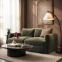 Khaki Green Velvet 3 Seater Sofa - Sade 