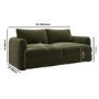Khaki Green Velvet 3 Seater Sofa - Sade 