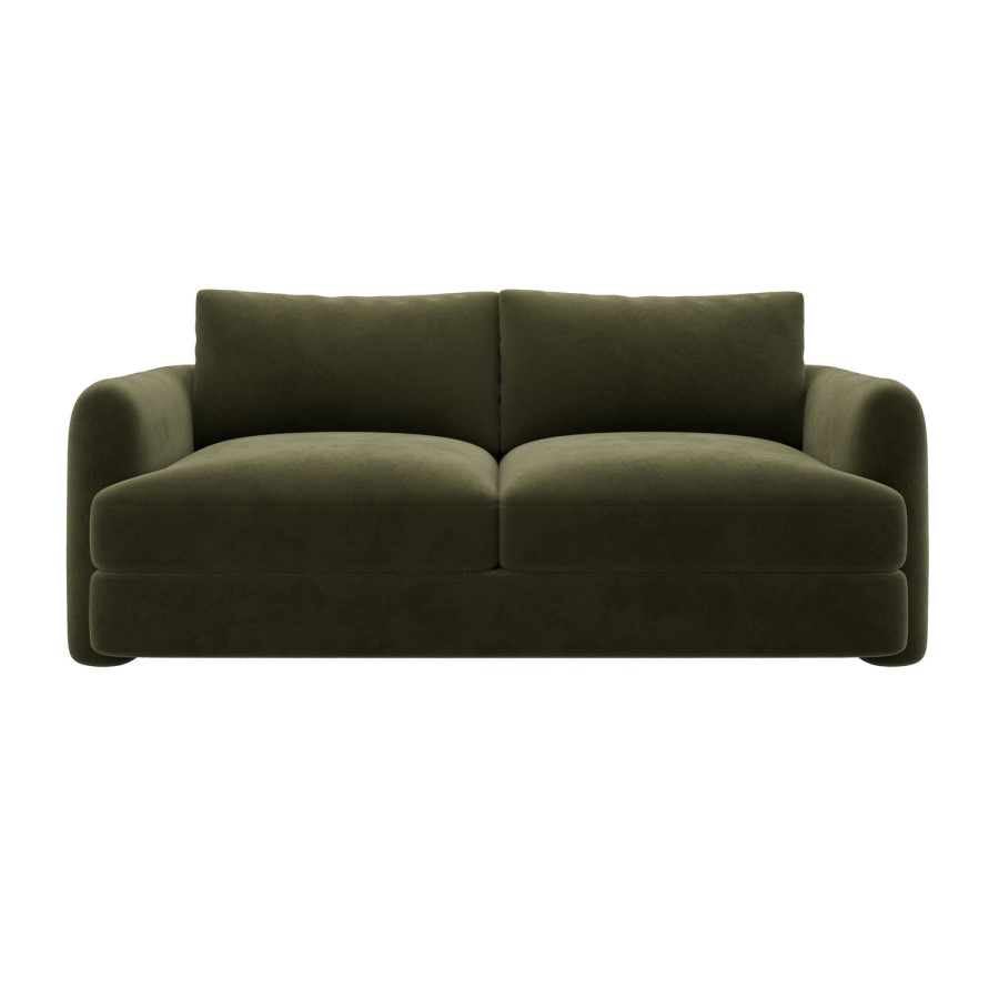 Khaki Green Velvet 3 Seater Sofa - Sade 