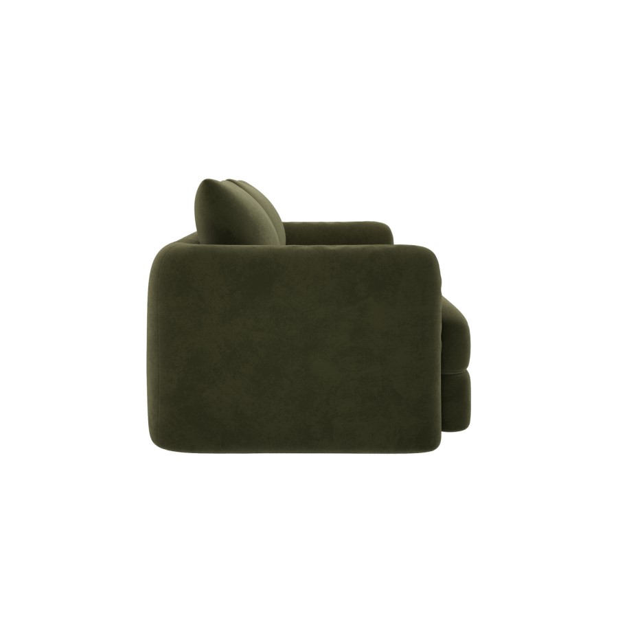 Khaki Green Velvet 3 Seater Sofa - Sade 