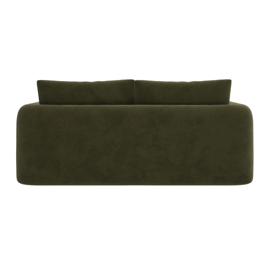 Khaki Green Velvet 3 Seater Sofa - Sade 
