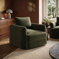 Khaki Green Velvet Armchair - Sade 