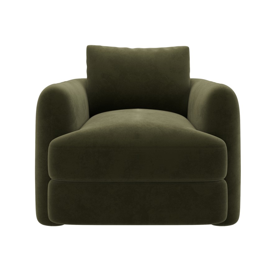 Khaki Green Velvet Armchair - Sade 