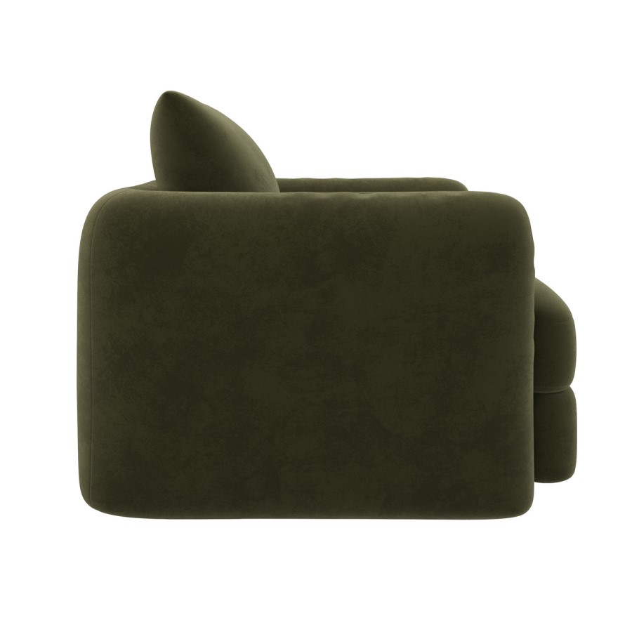 Khaki Green Velvet Armchair - Sade 