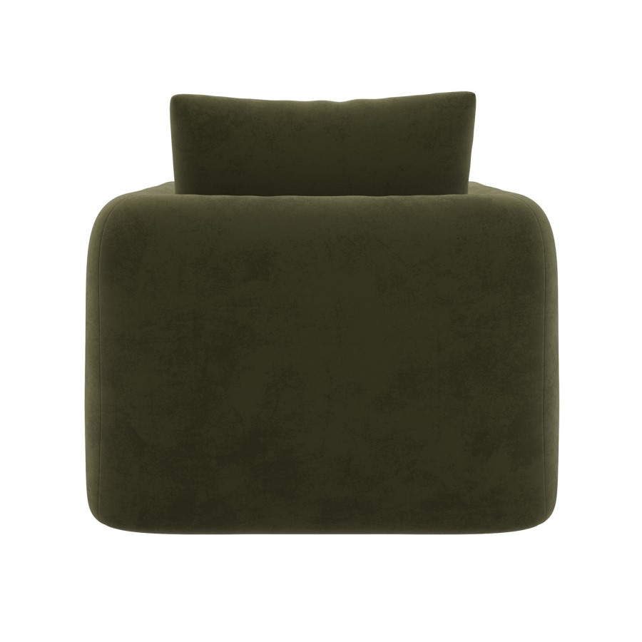 Khaki Green Velvet Armchair - Sade 