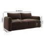 Chocolate Brown Velvet 3 Seater Sofa - Sade