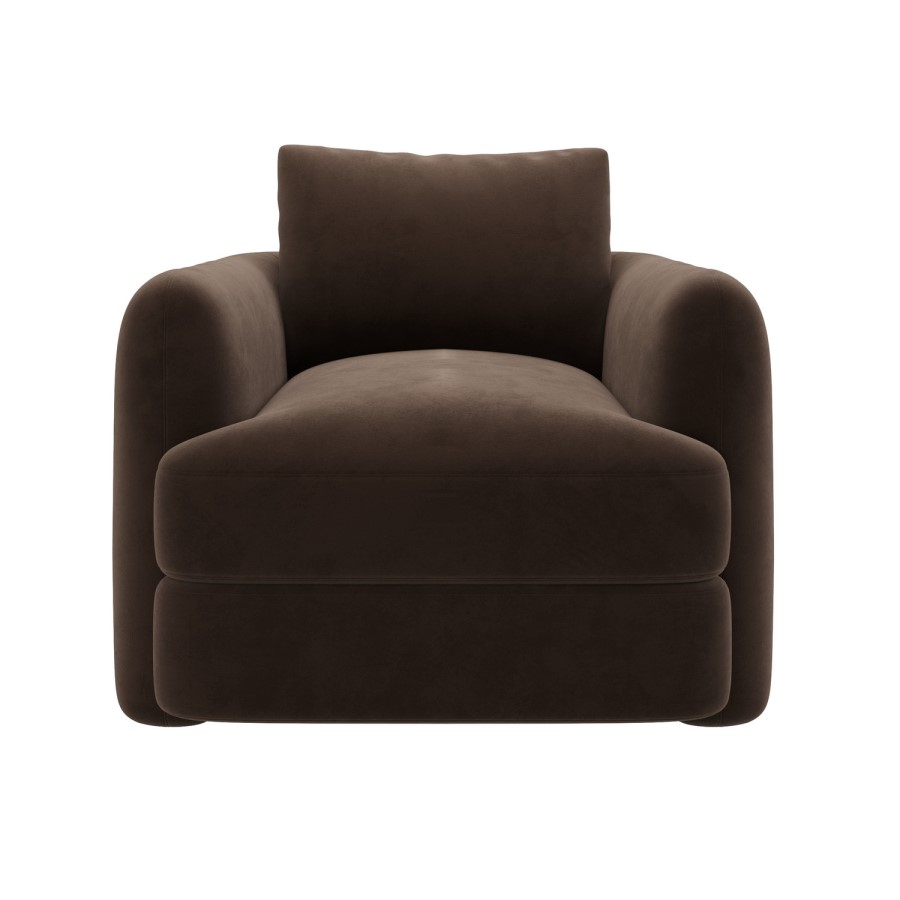 Chocolate Brown Velvet Armchair - Sade