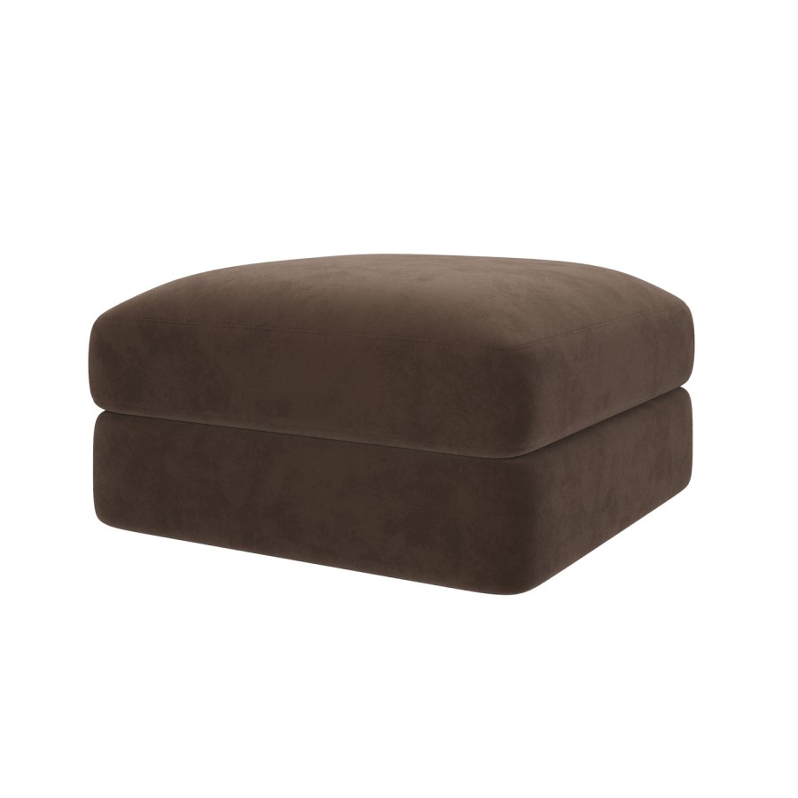 Chocolate Brown Velvet Ottoman Storage Footstool - Sade