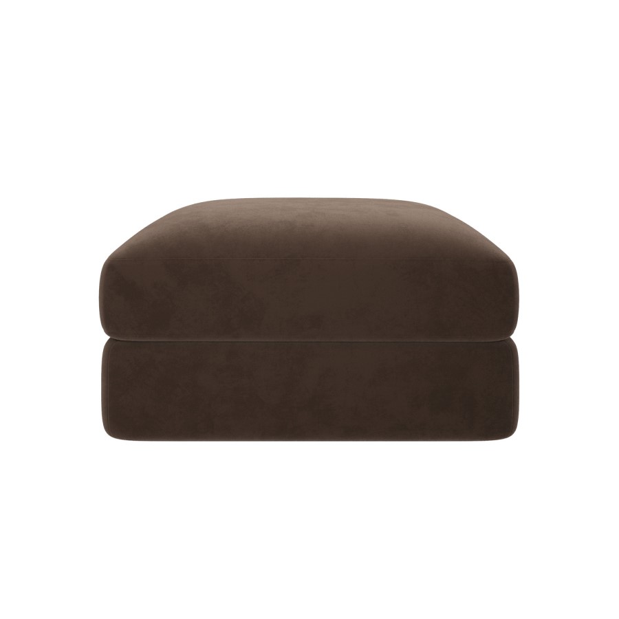 Chocolate Brown Velvet Ottoman Storage Footstool - Sade
