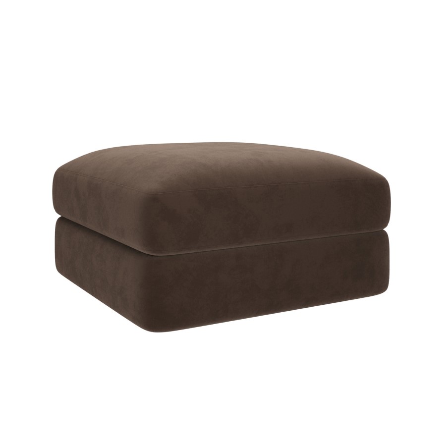 Chocolate Brown Velvet Ottoman Storage Footstool - Sade