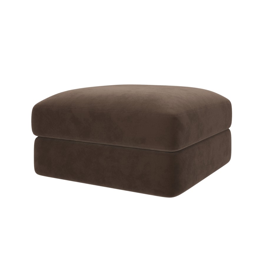 Chocolate Brown Velvet Ottoman Storage Footstool - Sade