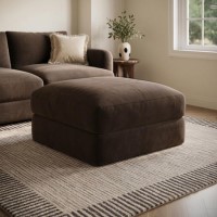 Chocolate Brown Velvet Ottoman Storage Footstool - Sade