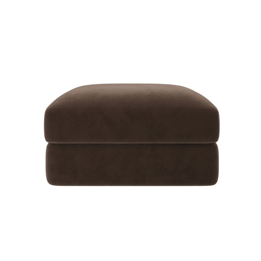 Chocolate Brown Velvet Ottoman Storage Footstool - Sade