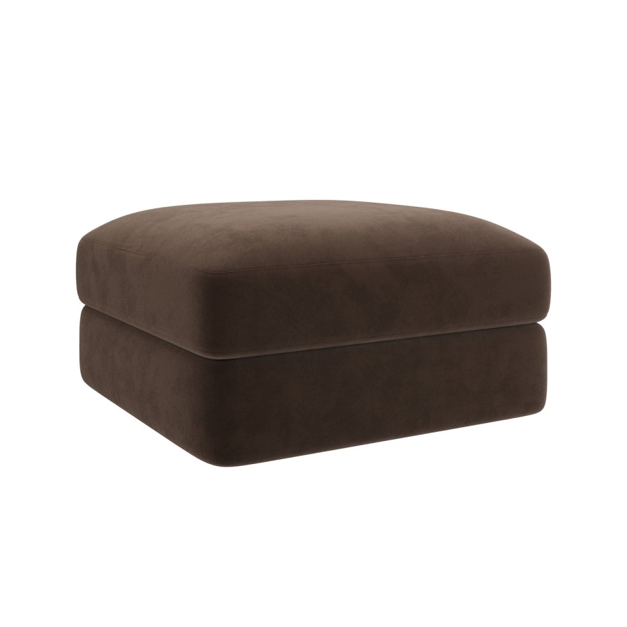 Chocolate Brown Velvet Ottoman Storage Footstool - Sade