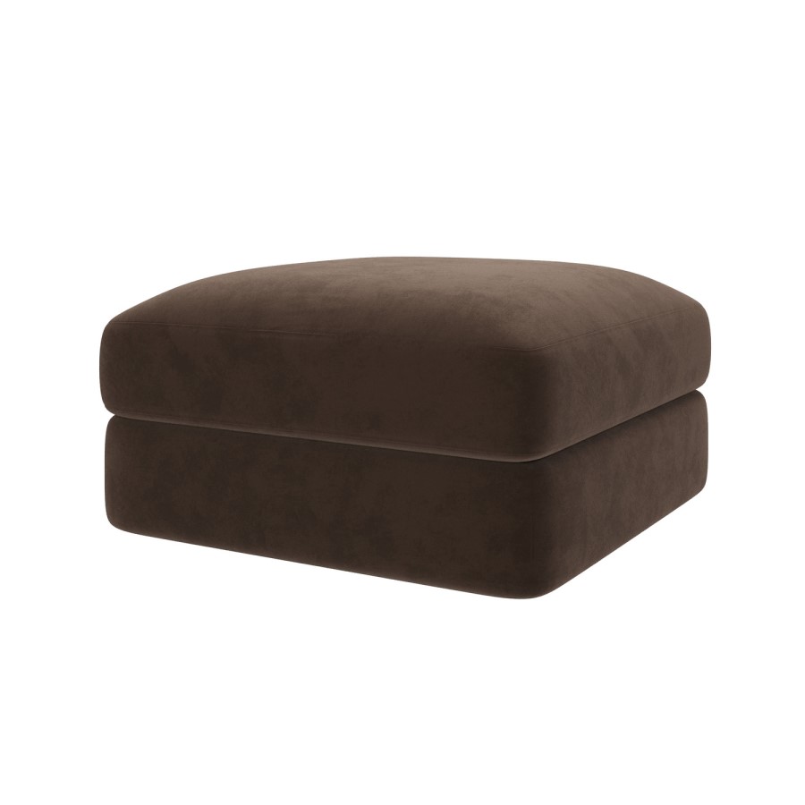 Chocolate Brown Velvet Ottoman Storage Footstool - Sade