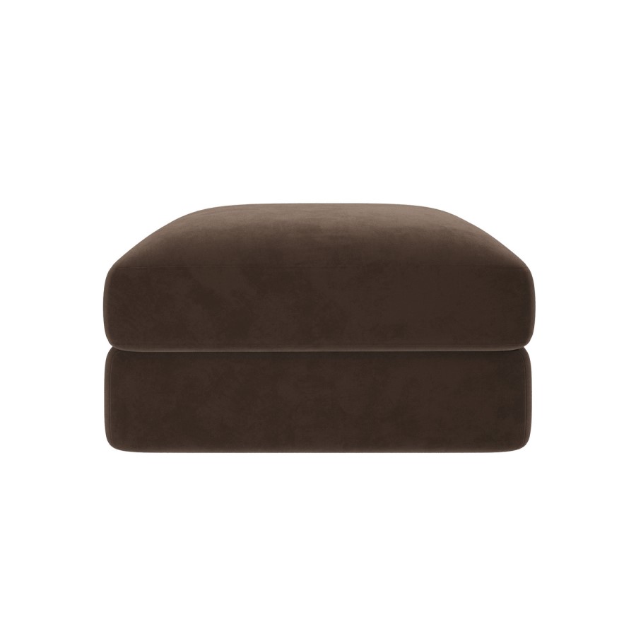 Chocolate Brown Velvet Ottoman Storage Footstool - Sade