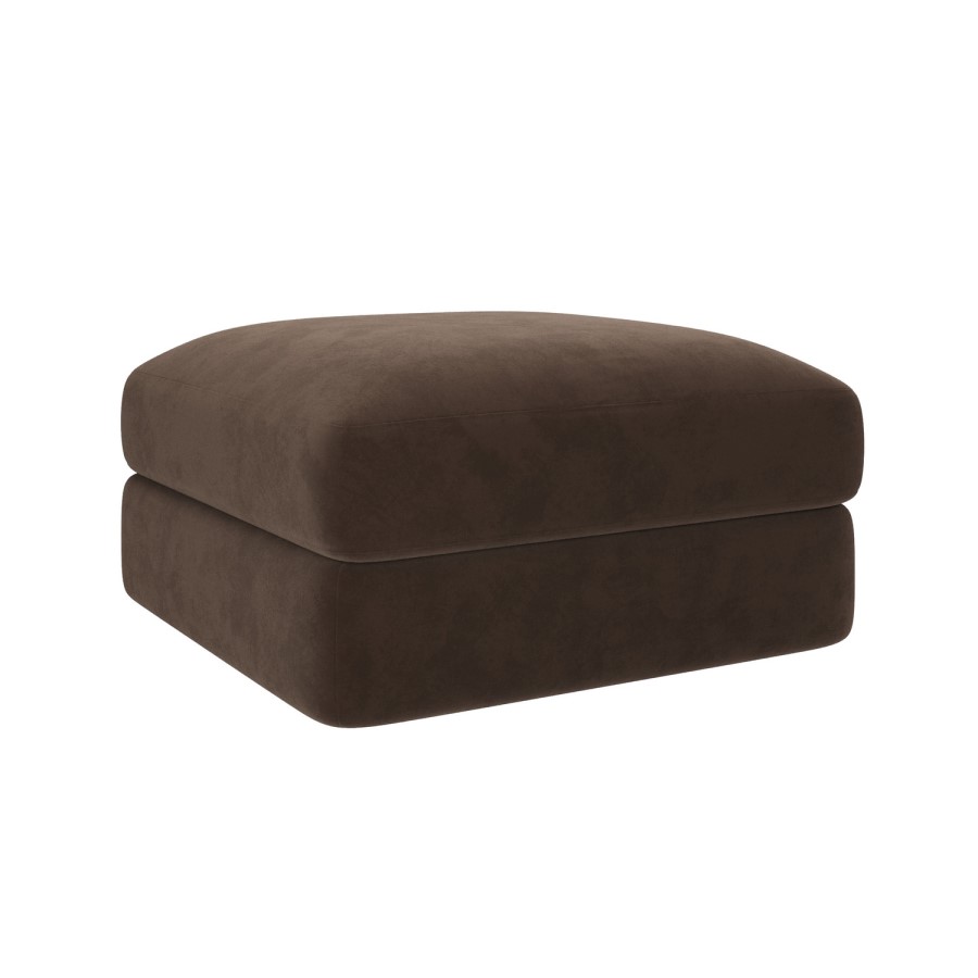 Chocolate Brown Velvet Ottoman Storage Footstool - Sade
