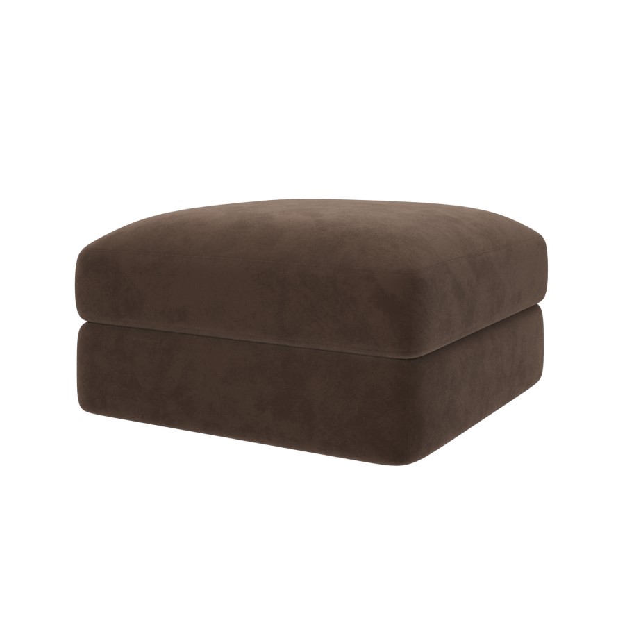 Chocolate Brown Velvet Ottoman Storage Footstool - Sade
