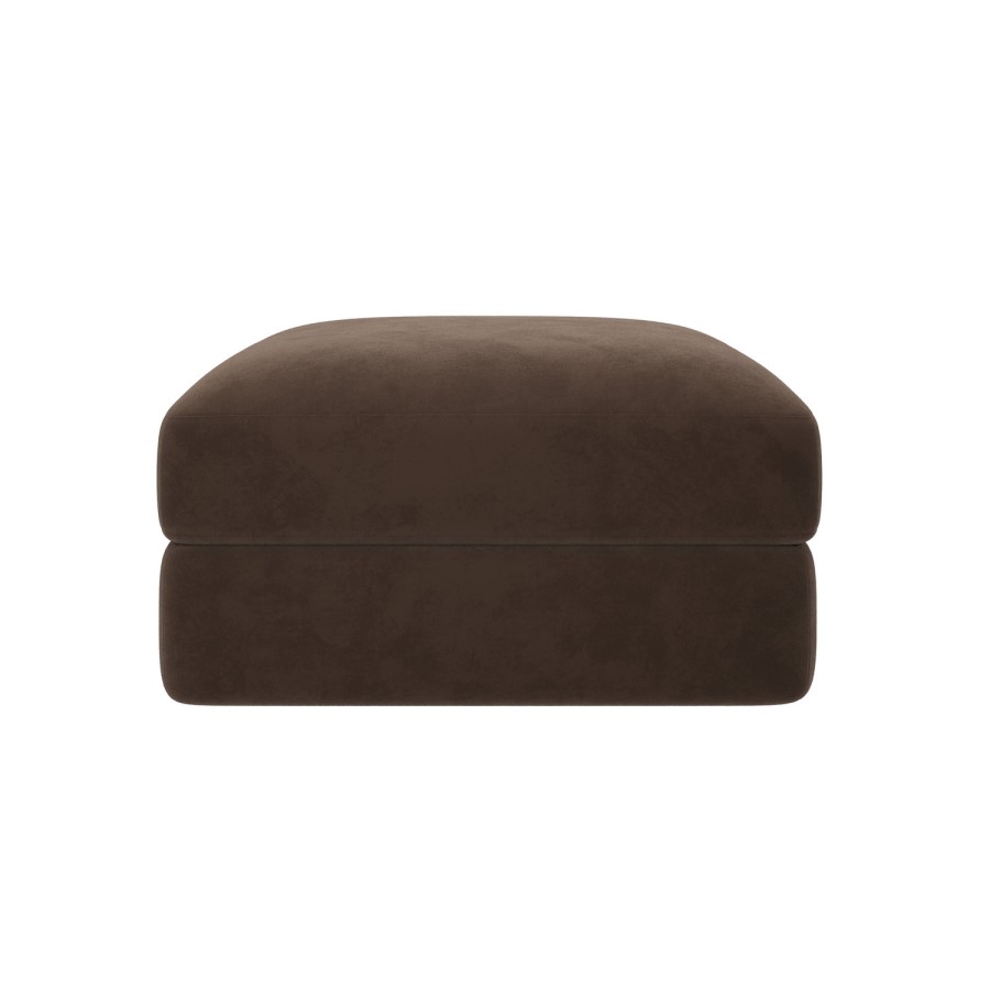 Chocolate Brown Velvet Ottoman Storage Footstool - Sade
