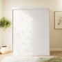 White Sliding Door Double Wardrobe with Shelves - Sidney