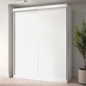 SDN001 White Sliding Door Double Wardrobe with Shelves - Sidney