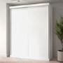 GRADE A1 - White Sliding Door Double Wardrobe with Shelves - Sidney