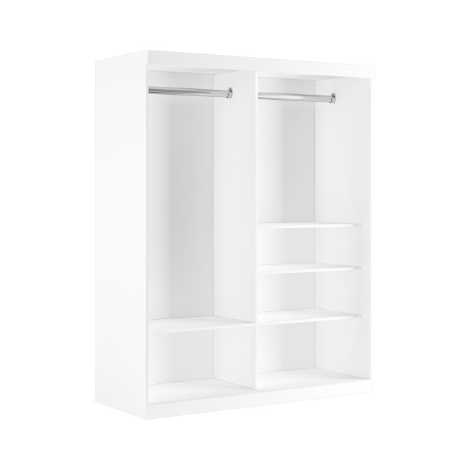 White Sliding Door Double Wardrobe with Shelves - Sidney