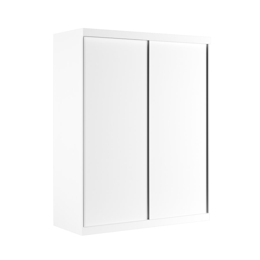 White Sliding Door Double Wardrobe with Shelves - Sidney