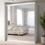 White Mirrored Sliding Door Double Wardrobe with Shelves - Sidney