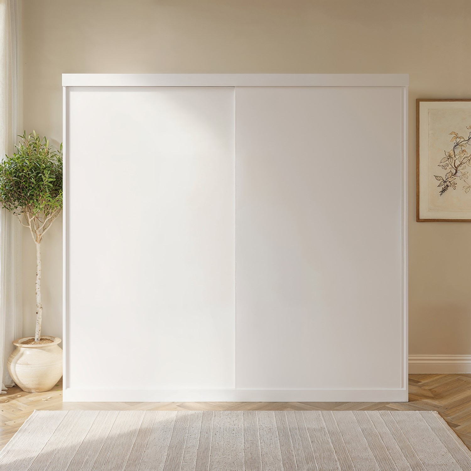 Large Sliding Door Double Wardrobe Shelves